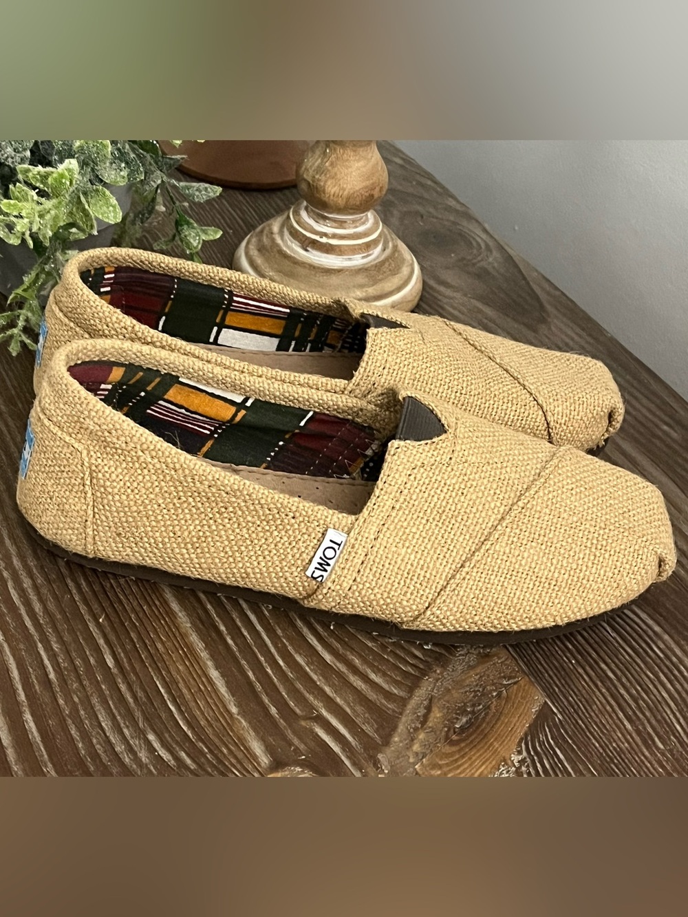 TOMS Classic Natural Burlap Alpargata Slip-On Shoes Women’s Size W6.5